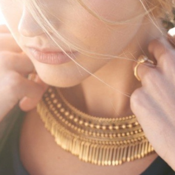 :: Stella & Dot Gold Tansy Fringe Collar Necklace - Picture 3 of 9